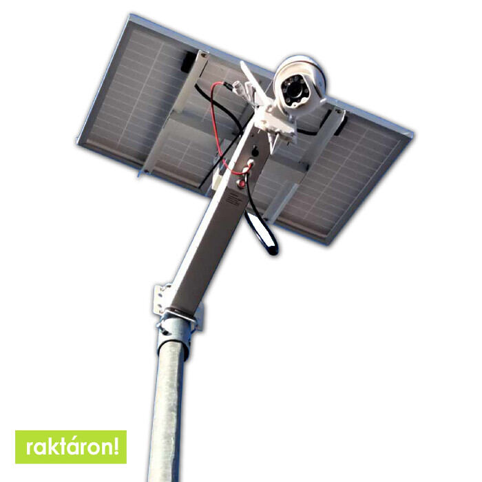 5 méteres horganyzott acél napelemes kameraoszlop szett térfigyelő rendszer PREMIUM LINE