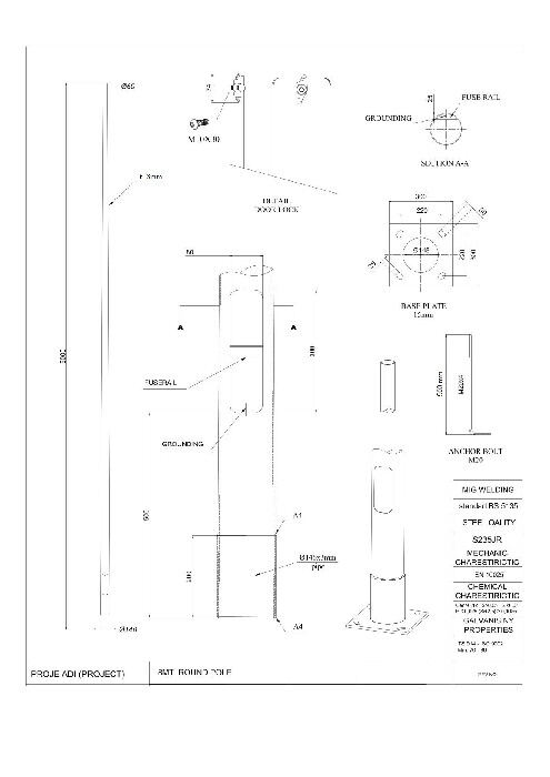 MÁSODOSZTÁLYÚ 8 méter Horganyzott acél lámpaoszlop UTCAI VILÁGÍTÁSHOZ-PREMIUM LINE 3 mm. falvastagság