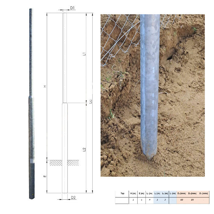 3 méter Horganyzott acél teleszkópikus lámpaoszlop földhüvelyes szerelőajtóval