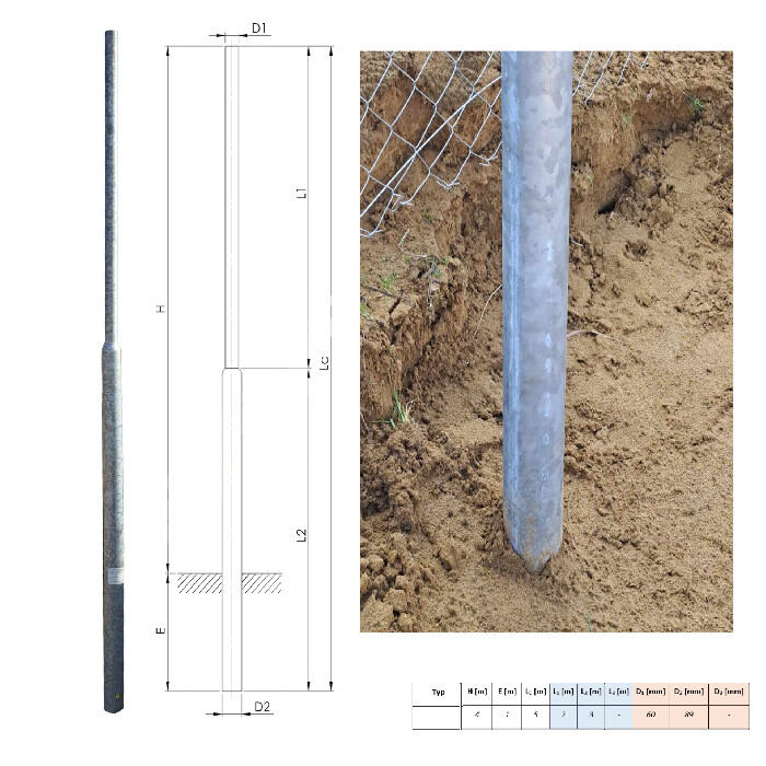4 méter Horganyzott acél teleszkópikus lámpaoszlop földhüvelyes szerelőajtóval