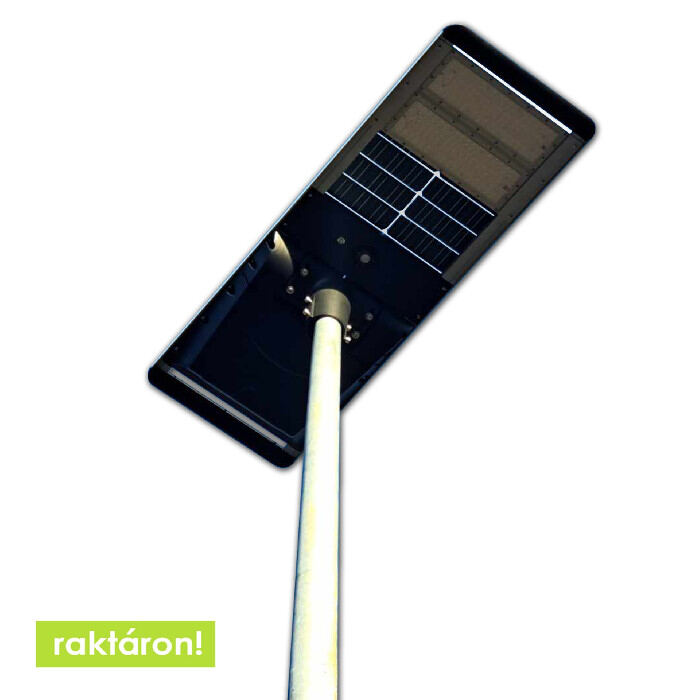 Horganyzott acél lámpaoszlop 6 méter+ 60W napelemes Prémium LED MK.2.0 utcai világítás szett