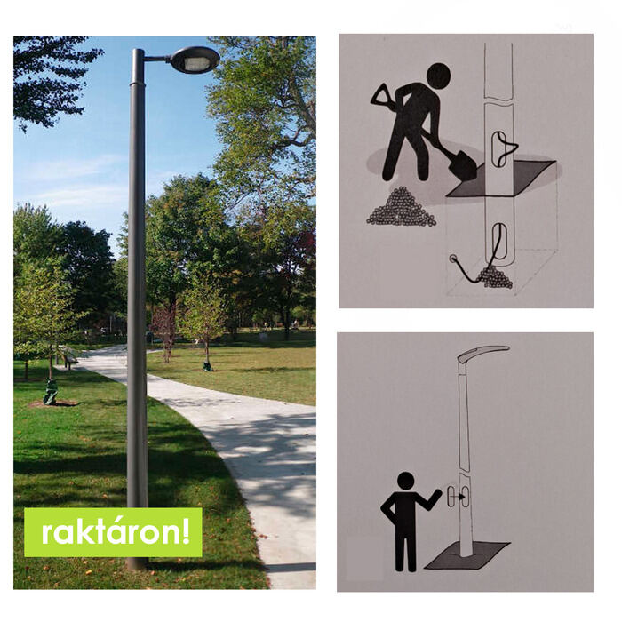 Kompozit lámpaoszlop 4 méter Földhüvelyes