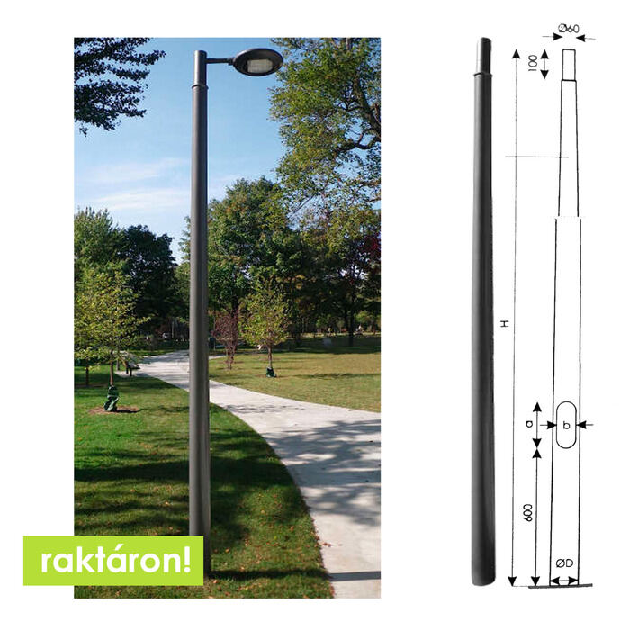 Kompozit lámpaoszlop 6 méter talpcsavaros alapvasalattal